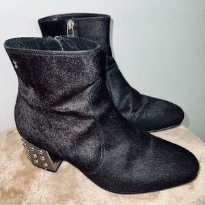 Gioseppo Black Haircalf Ankle  Boots w/ Studded Heel - Slouchy Silhouette - EU37